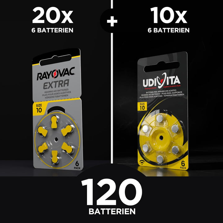 Rayovac Extra Advanced 10. 120 Batterien: 120 Rayovac + 60 Lebensdauer