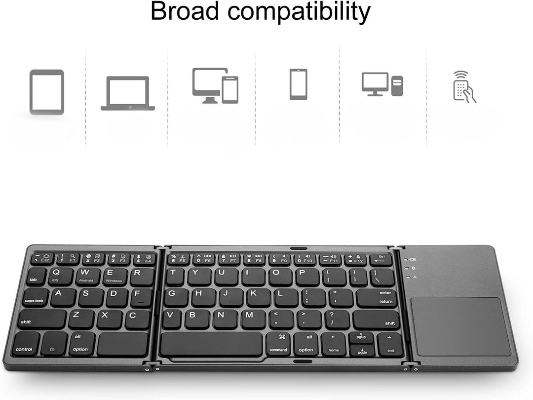 ASHATA Zusammenklappbare Bluetooth-Tastatur, Faltbare Wiederaufladbare Bluetooth-Tastatur mit TouchP