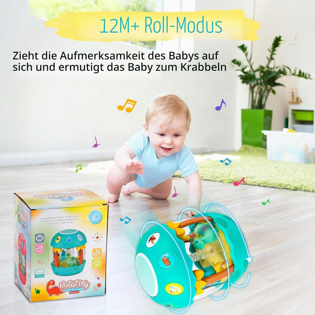 Baby Spielzeug 12-36 Monate, Dinosaurier Kinderspielzeug ab 1 jahr Rollende Drehender Trommel Projek