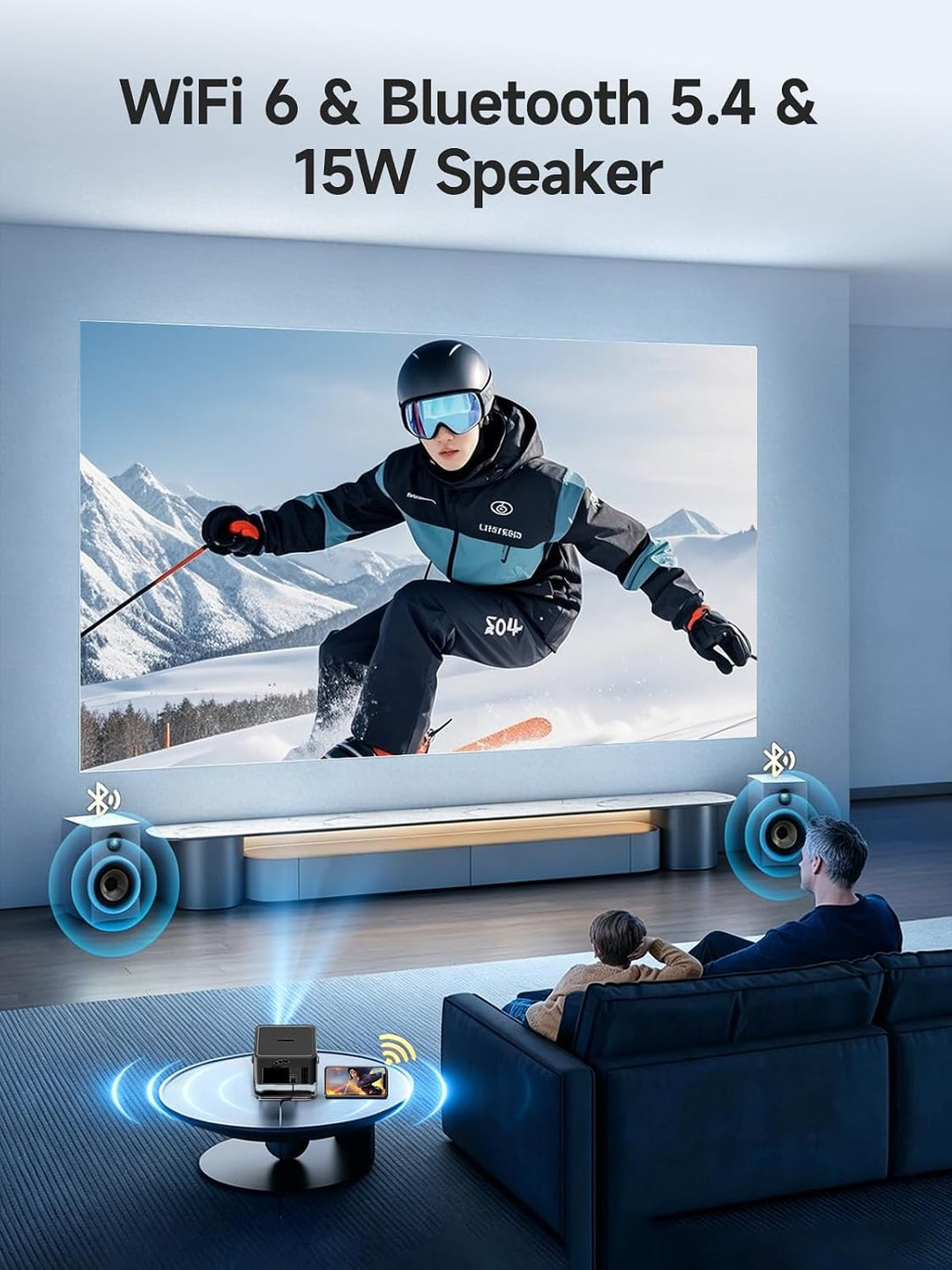 【Android 14 &amp; 800 ANSI】 Smart Beamer 4K Unterstützt 1080P Native Projektor Schwarz, Schwarz