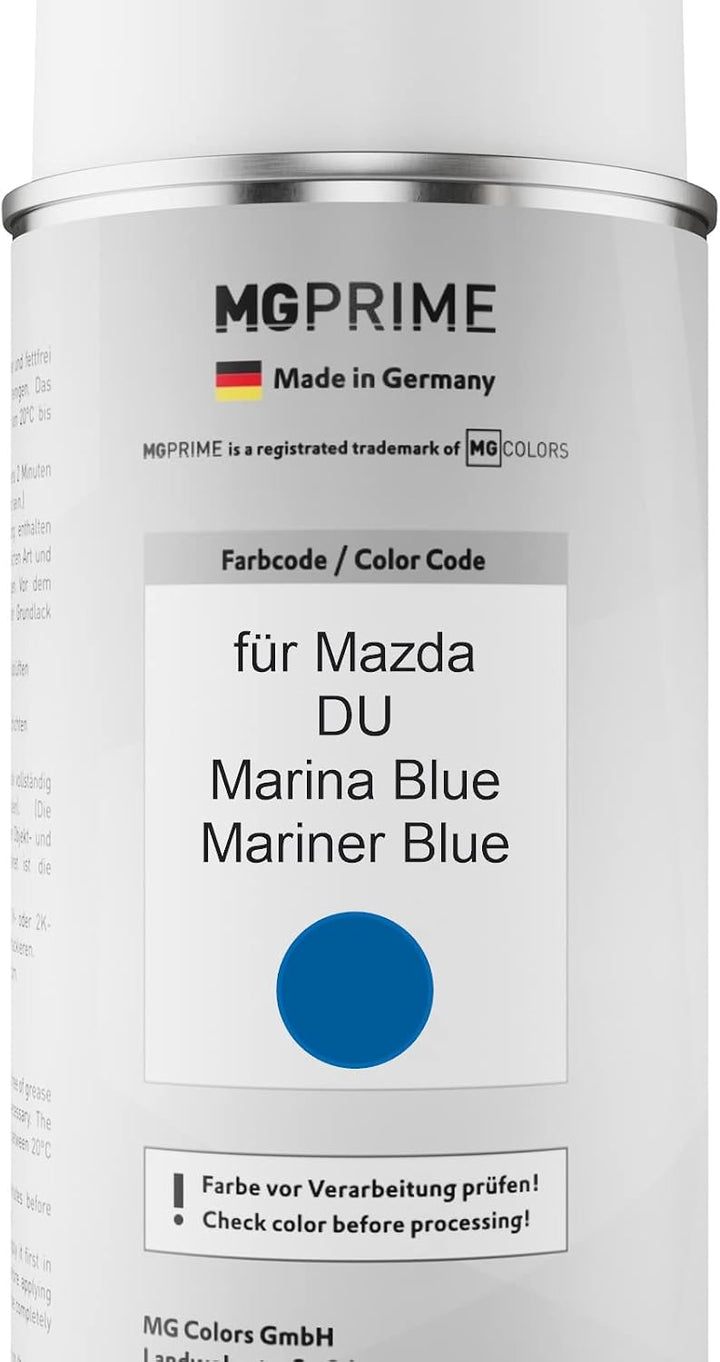 MG PRIME Autolack Sprühdosen Set für Mazda DU Marina Blue/Mariner Blue Basislack Klarlack Spraydose