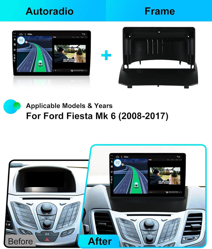Android 15 IPS Autoradio Passt für Ford Fiesta (2008-2019) - Eingebautes CarPlay Android Auto - KOST