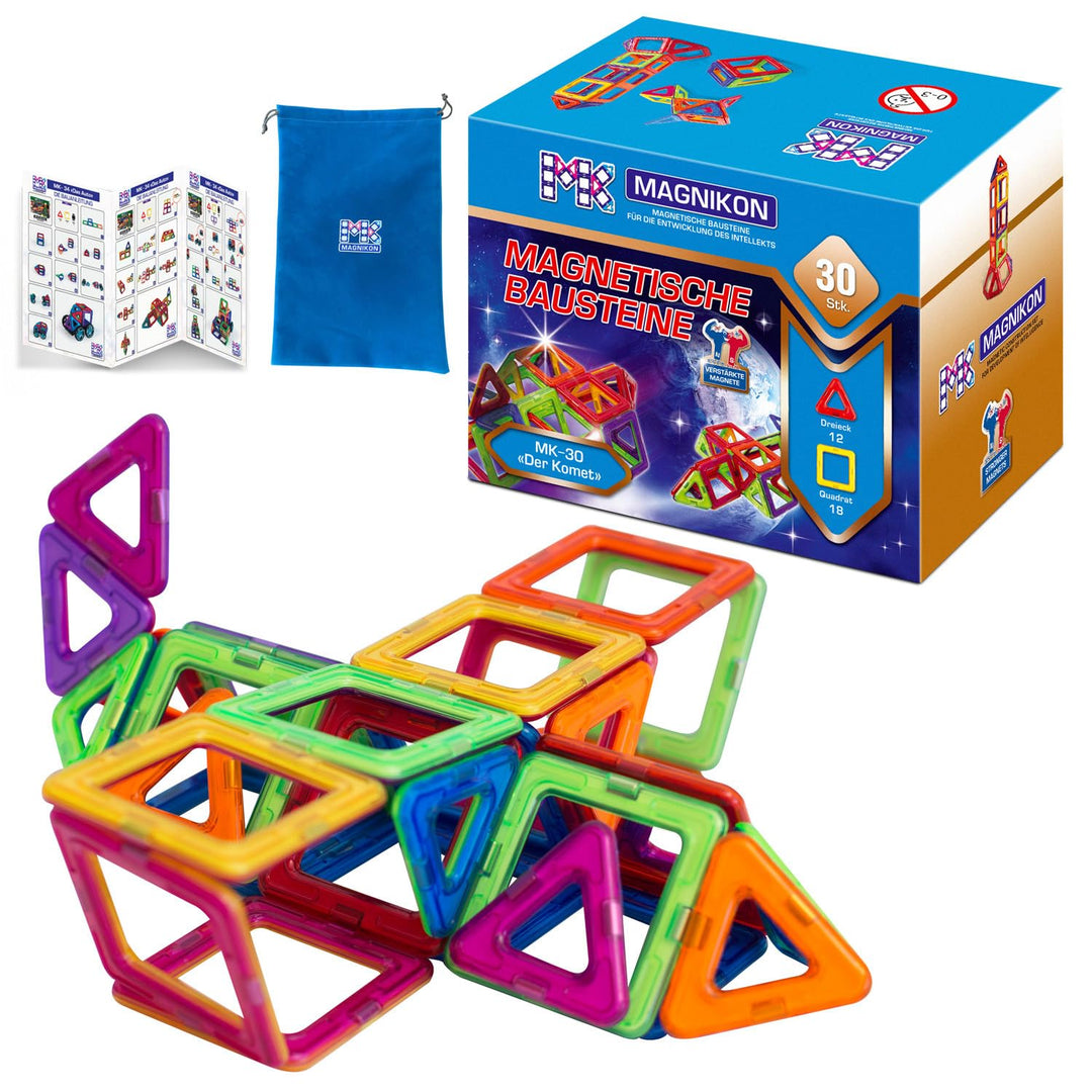 MAGNIKON Magnetische Bausteine 14, 30, 62 Teile | Magnetbausteine | Kinderspielzeug ab 3 Jahre | Ges