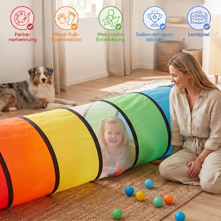Wilwolfer Tunnel für Kinder - Spielzelt für Draussen mit Mesh-Seiten - 180cm Tunnel für Kinder motor