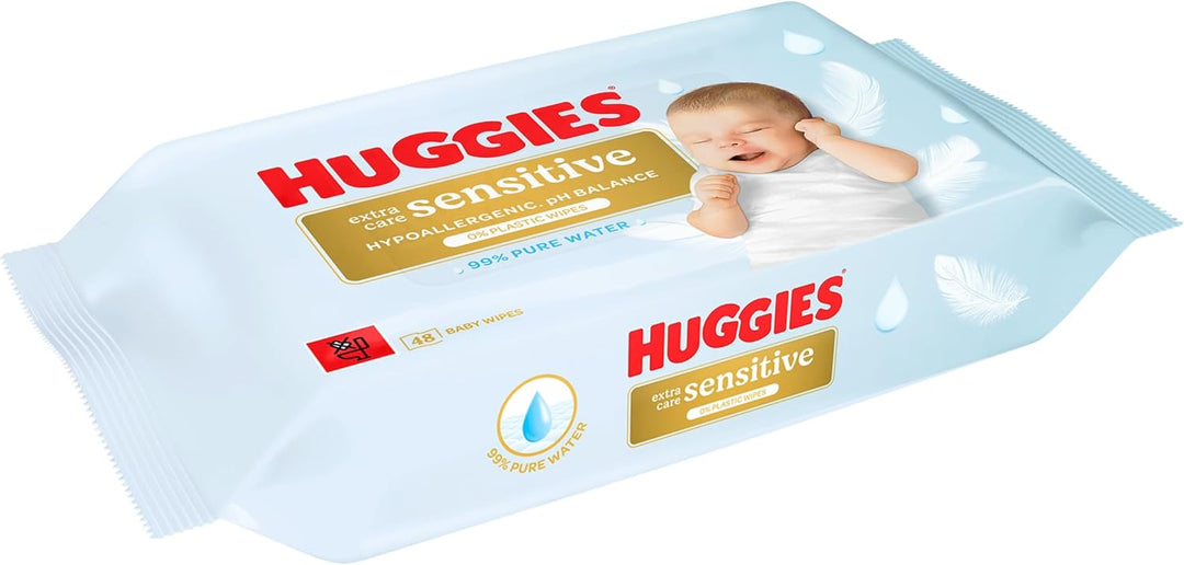 Huggies Pure Extra Care Sensitive Baby-Feuchttücher, 99 Prozent Wasser, ohne Plastik, 8er Pack (384