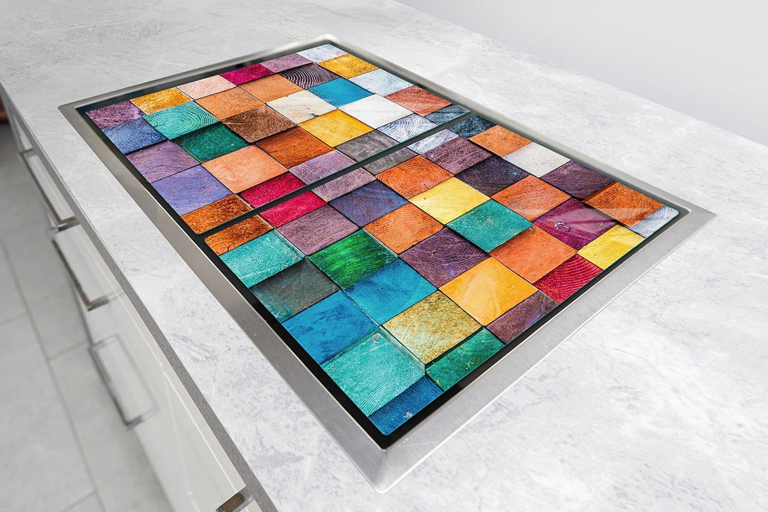 TMK ArtDeko Herdabdeckplatte 2 Teilig 40x52 + 45x52 cm - Spritzschutz Herdabdeckung – Herdschutz aus