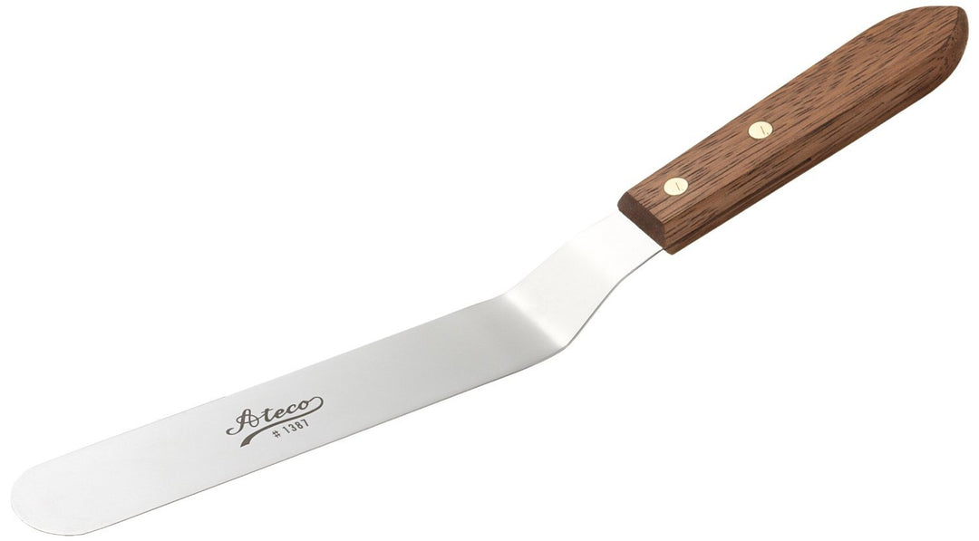 Ateco Offset-Spatel mit 19 cm Edelstahlklinge, Holzgriff, silberfarben Offset - 19,4 cm Spatel, Offs