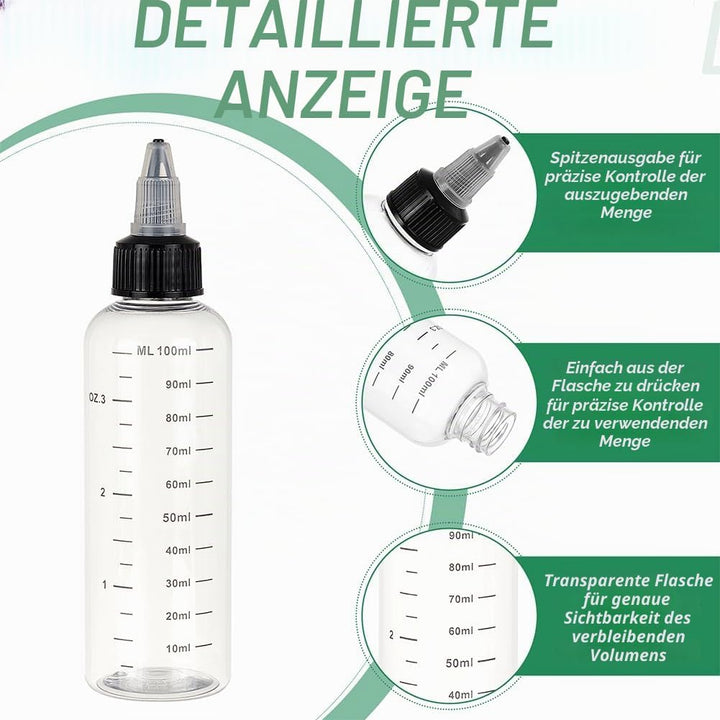 BENECREAT 10PCS 100ml Transparente Plastik Quetschflaschen Mit Schuppen Und Schwarzer Twist Kappe Gr