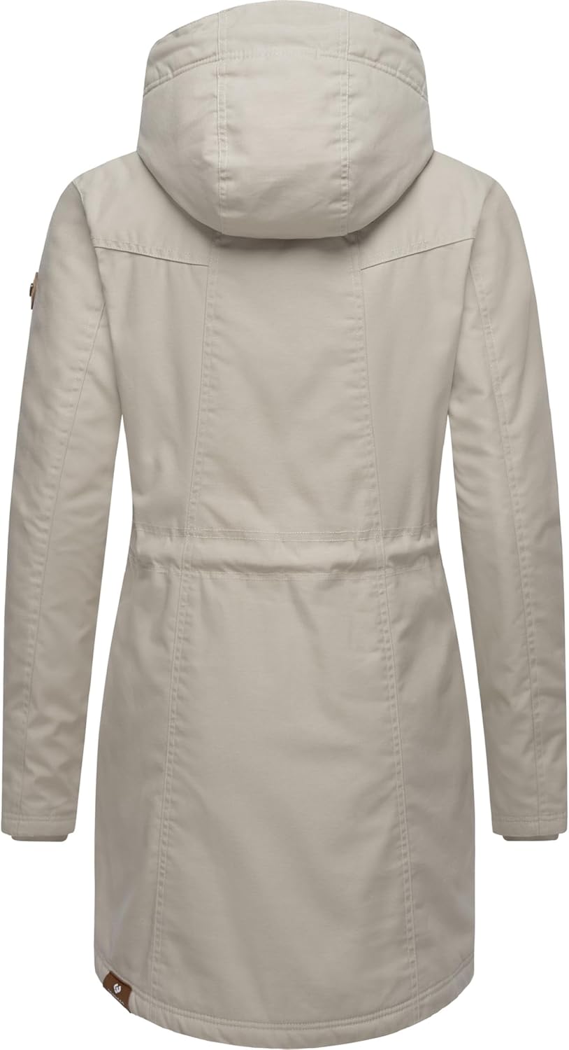 Ragwear Damen Mantel lange warme Winterjacke mit Teddyfell-Kapuze Elsie Intl XS-6XL 3XL Zinc24, 3XL