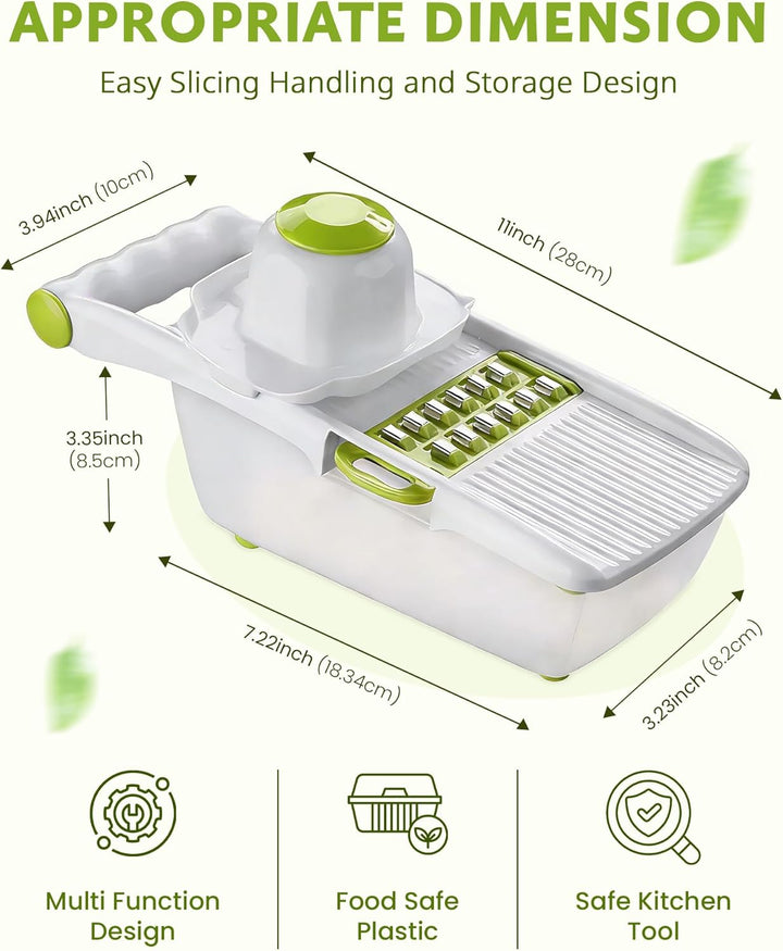 ADOV Mandoline Gemüsehobel Gemüsereibe, All in 1 Multifunktions-Gemüseschneider, Auswechselbarer Ede