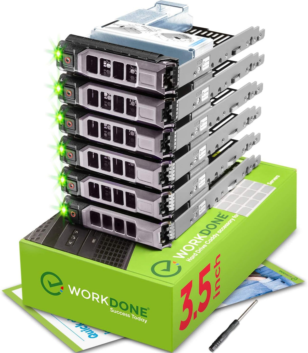 WORKDONE 6er-Pack - 3,5" Festplatten-Caddy m. 2,5"-Festplattenadapter - Kompatibel für Dell PowerEdg