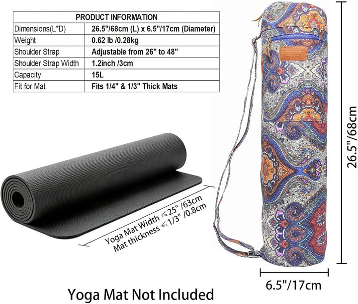 Yogamatten-Tasche, Yogamatten-Tragetasche mit durchgehendem Reissverschluss, für Damen und Herren, m