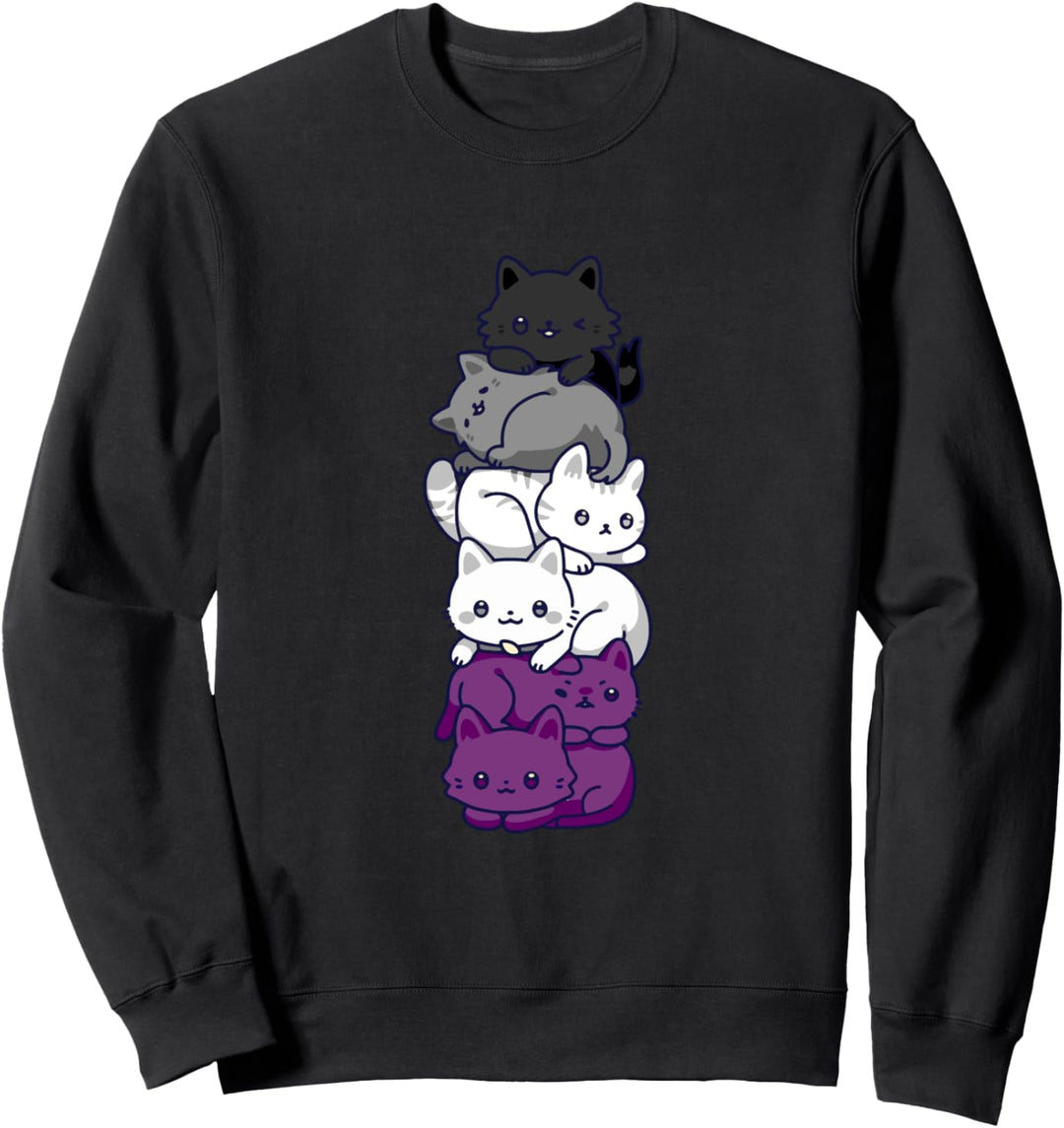 Asexual Pride Cat LGBT Flagge Kawaii Nette Katzen Haufen Sweatshirt