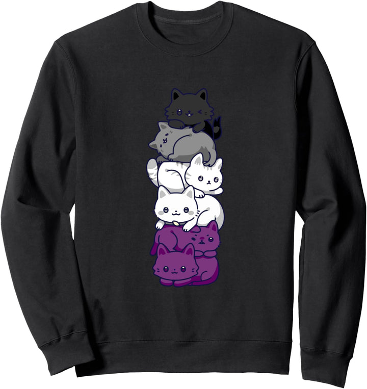 Asexual Pride Cat LGBT Flagge Kawaii Nette Katzen Haufen Sweatshirt