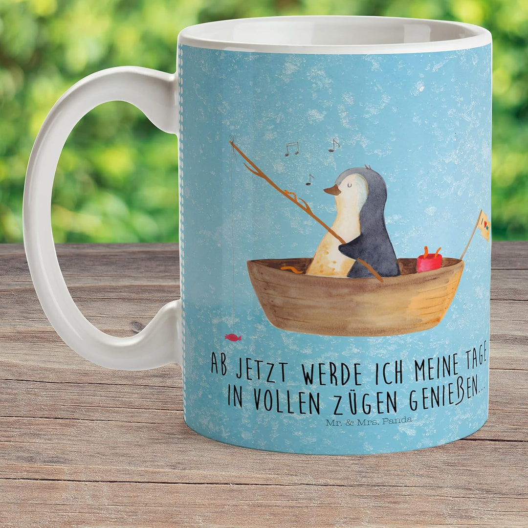 Mr. & Mrs. Panda Kunststoffbecher Pinguin Angelboot - Geschenk, Trennung, Neustart, Boot, Plastikbec