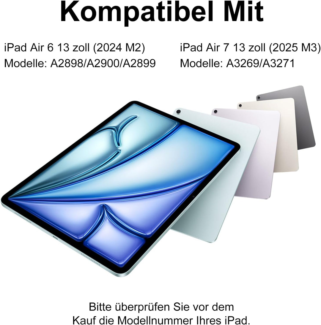 IVEOPPE Hülle mit Tastatur für iPad Air 13 Zoll 2025 M3/2024 M2, QWERTZ Deutsch Bluetooth, 7-Farbige