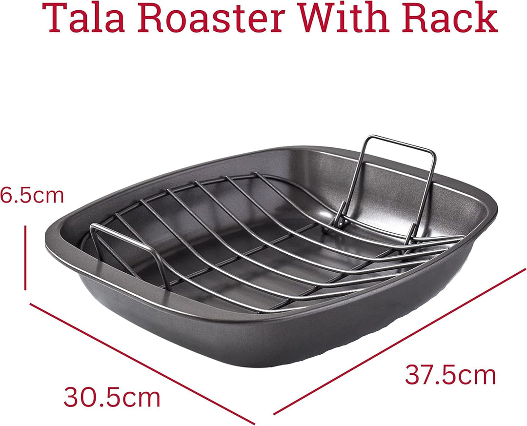 Tala Bratschale mit Gittereinsatz, hochwertiger Karbonstahl, Antihaftbeschichtung, rösten und backen
