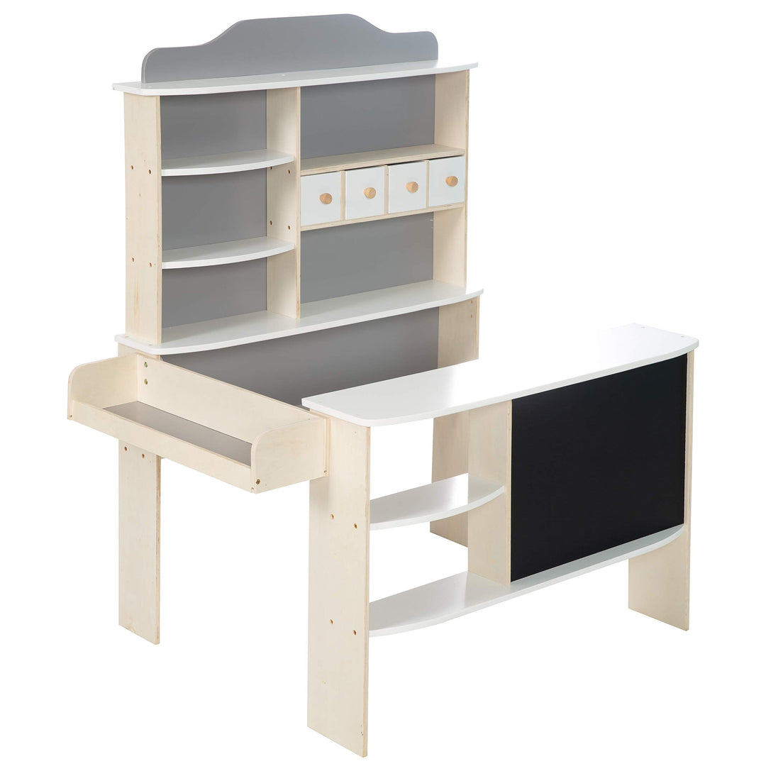 roba Kaufladen, Holz natur,weiss/grau lackiert, 4 Schubladen,Tafel, Theke & Seitentheke Kaufladen mi