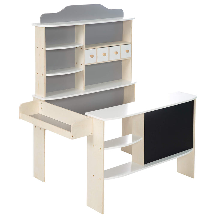 roba Kaufladen, Holz natur,weiss/grau lackiert, 4 Schubladen,Tafel, Theke & Seitentheke Kaufladen mi