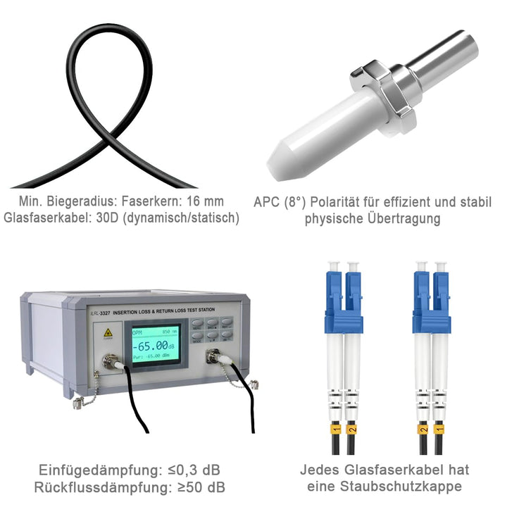 30m Gepanzerte Glasfaser-Kabel OS2 LC auf LC Duplex Singlemode, LWL-Kabel für den Innen- und Aussenb