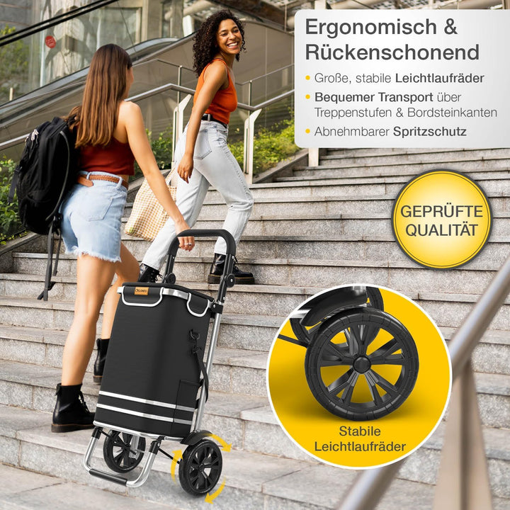 maxVitalis Einkaufstrolley klappbar, Einkaufswagen mit Kühlfach, 3in1 Trolley, Sackkarre & Umhängeta