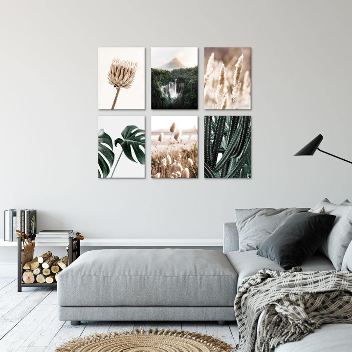 Novart Set Wandbilder - KEIN EXTRA RAHMEN BENÖTIGT - Wohnzimmer Schlafzimmer - Bilder Modern Boho Na