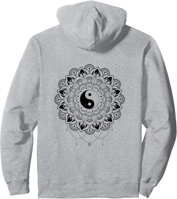 Zen Yin Yang Mandala Meditation Grafik mit baumelnden Halskette Pullover Hoodie