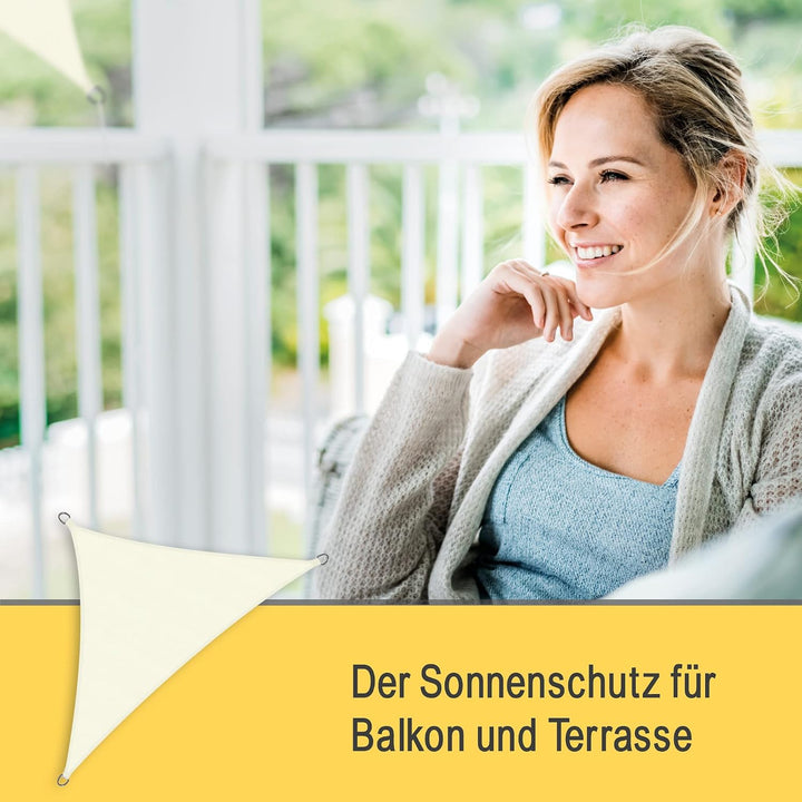 Sol Royal Sonnensegel dreieckig wasserdicht für Terrasse Balkon Garten | 7x5x5m Creme UV Sonnenschut