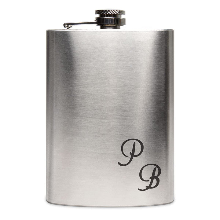 Edelstahl Flachmann 237 ml silber inkl. individuelle Gravur in Schwarz von Paule Black - personalisi