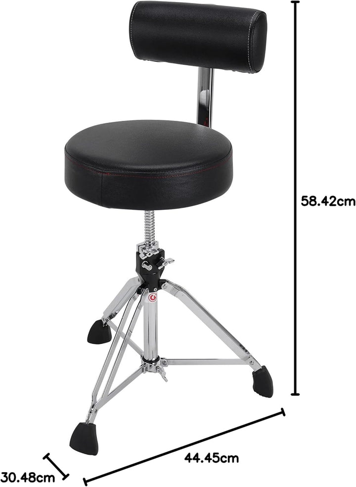 Gibraltar Schlagzeughocker, Drumhocker 9000 Series Round mit Backrest, 9608RB (Durchmesser: 35cm, Vi