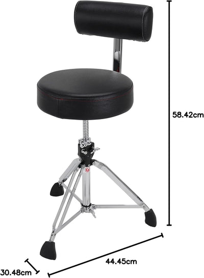 Gibraltar Schlagzeughocker, Drumhocker 9000 Series Round mit Backrest, 9608RB (Durchmesser: 35cm, Vi