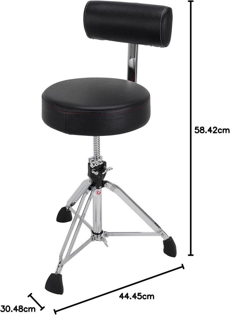 Gibraltar Schlagzeughocker, Drumhocker 9000 Series Round mit Backrest, 9608RB (Durchmesser: 35cm, Vi