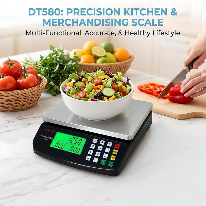 Küchenwaage Digital 30kg mit Zählfunktion, Tara und 1g Genauigkeit | Grosse Lebensmittelwaage mit LC