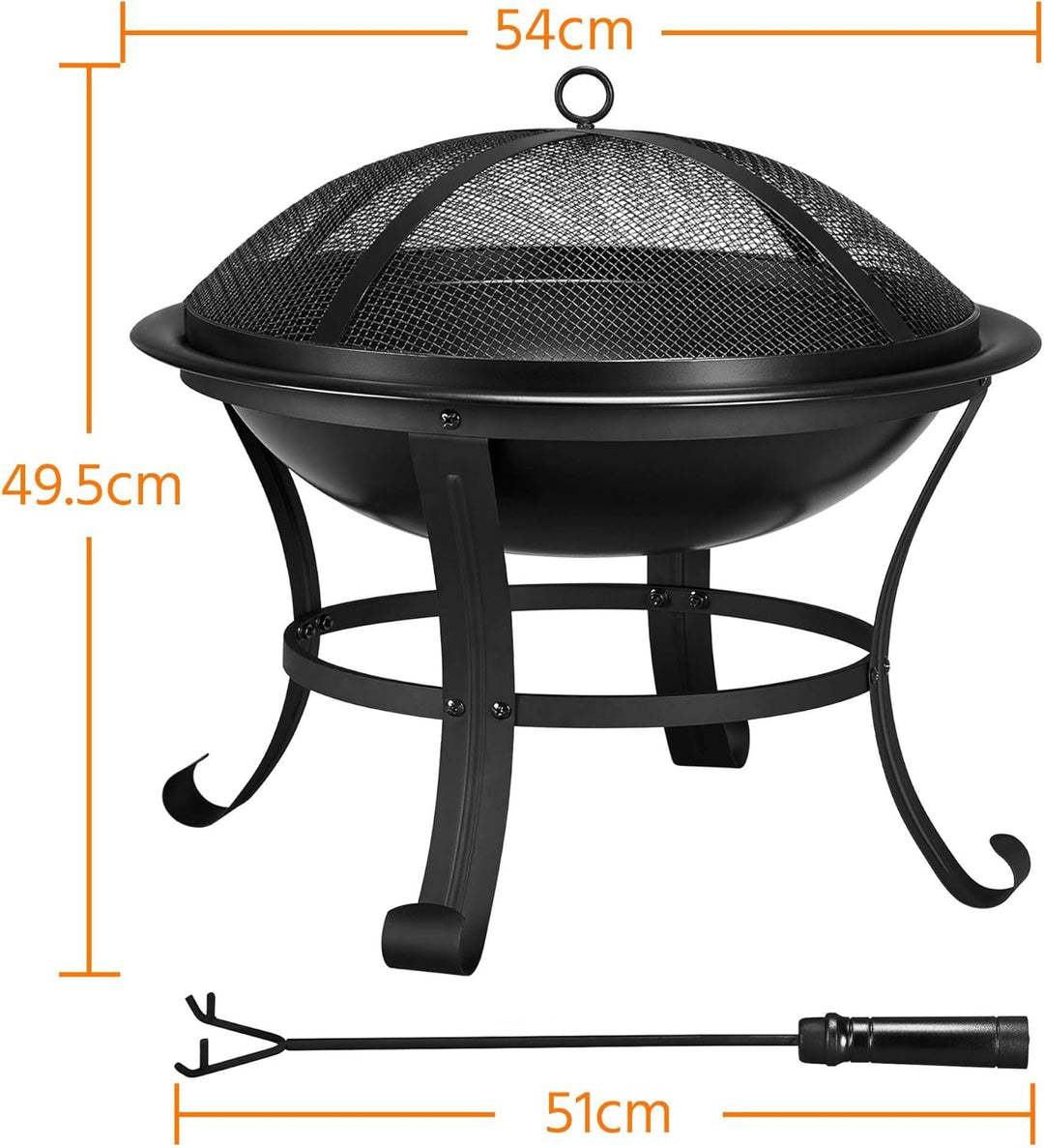 Yaheetech φ54 cm Feuerschale Garten Feuerstelle mit Schürhaken und Kohlerost Feuerkorb mit Funkensch