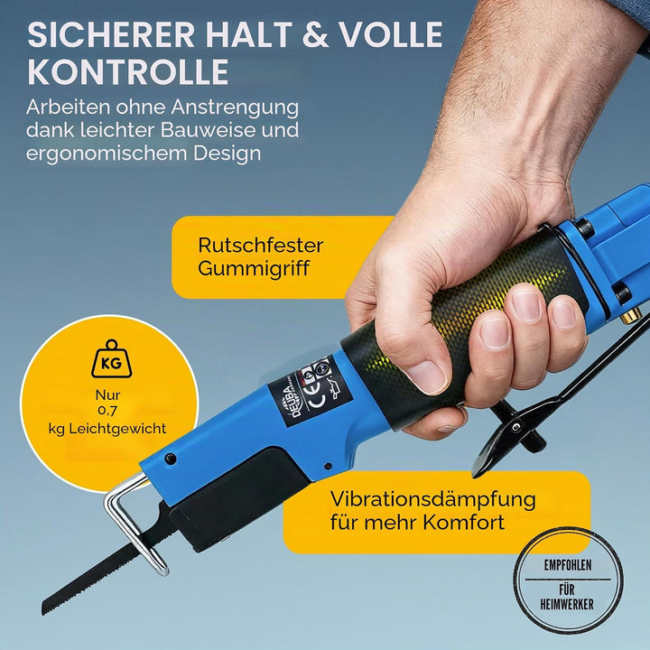 Monzana Druckluft Karosseriesäge 6 Sägeblätter 10.000 U/min gummierter Griff Blechsäge Säbelsäge Ble