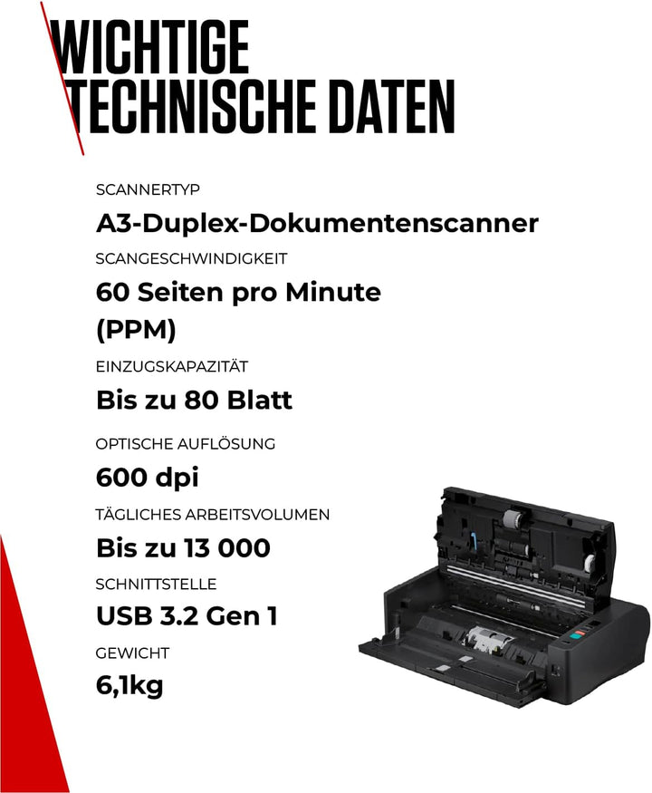 Canon imageFORMULA DR-M1060II A3 Dokumentenscanner | Kompaktes Design & leistungsstark für Büro & Ho