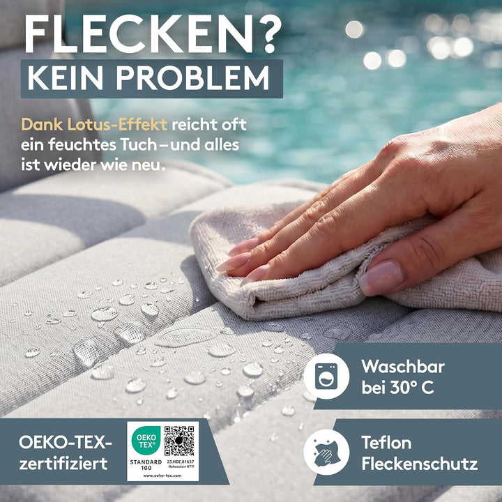 LILENO HOME Gartenstuhl Auflagen als [1er Set - Hochlehner] in Silber | bequeme Liegen als Sitzaufla