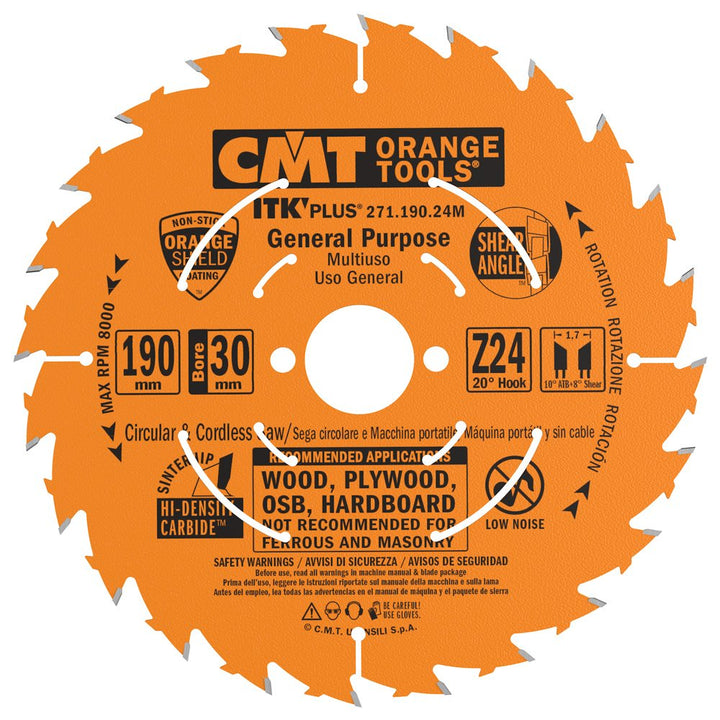 CMT Orange Tools 271,190.24 m-sega Kreissägeblatt Ultra ITK 1,5) 190 x 30 x 24 Z