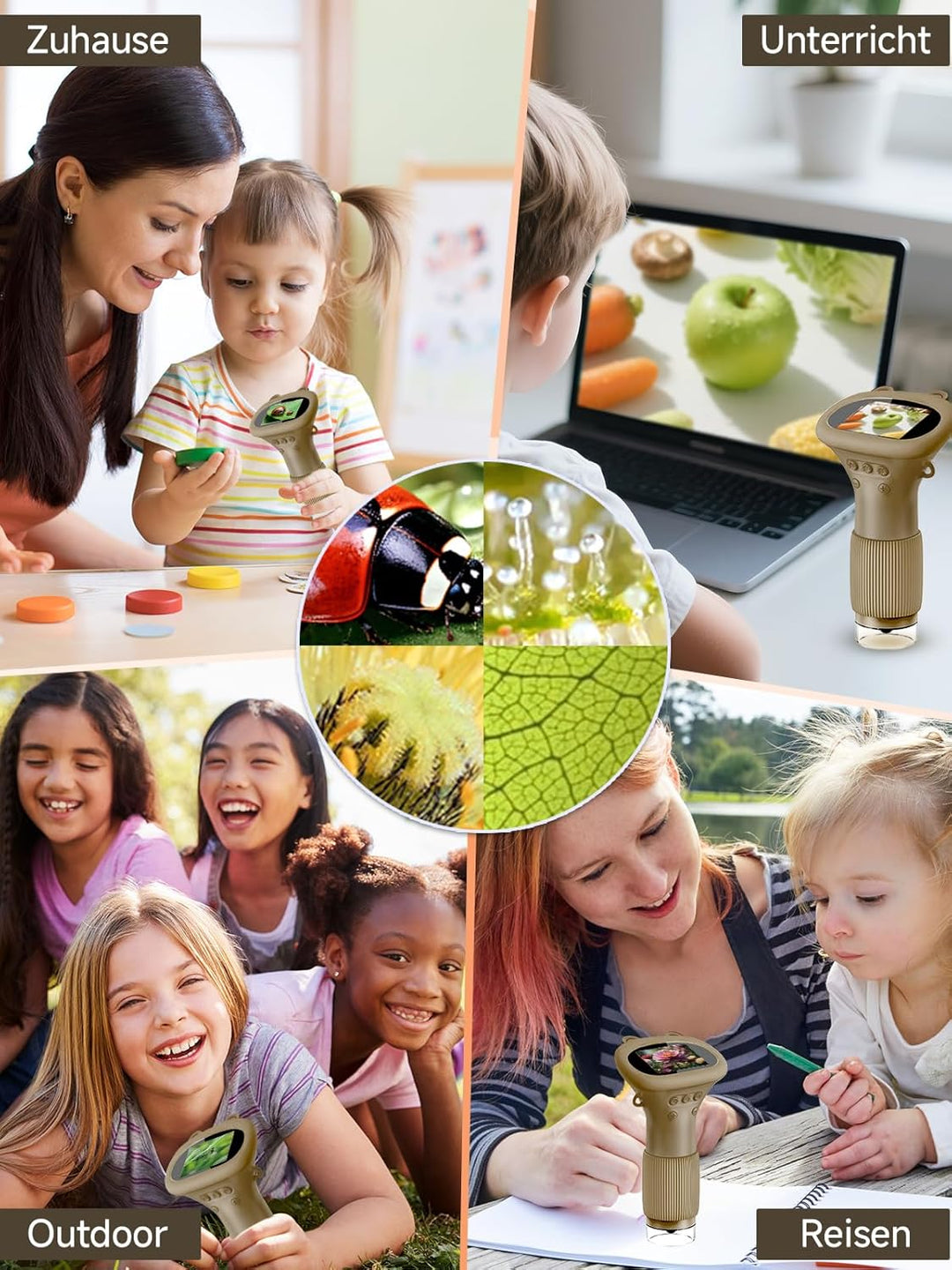Mikroskop für Kinder, Digitales Taschenmikroskop mit 2,0" IPS-Bildschirm Lupe 200x Vergrösserung, 8