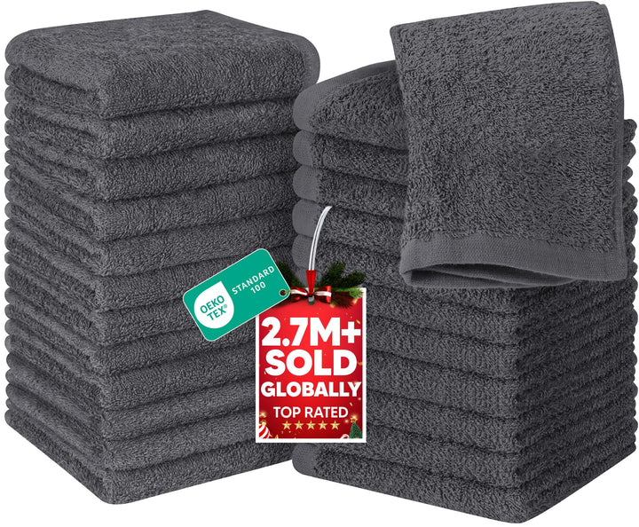 Utopia Towels - 24 Stück Seiftücher, 30x30 cm mit Aufhängeschlaufen, saugfähige Waschlappen zum Abwi