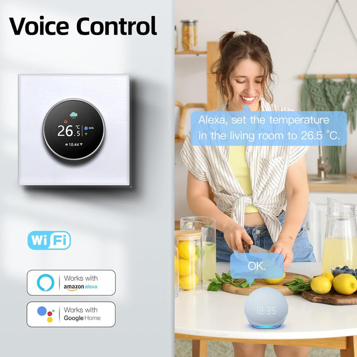 MVAVA Thermostat für Wasser Fussbodenheizung, Smart WLAN Thermostat kompatibel mit Alexa und Google