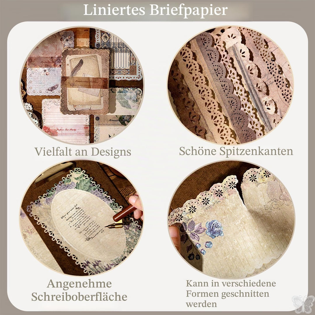 60 Blätter Spitze Kanten Scrapbook Zubehör, 6 Pack Vintage Scrapbook Papier für Bullet Journaling Zu