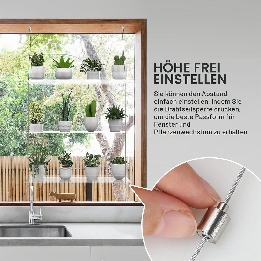Hängendes transparentes Pflanzenregal für Fenster, 3-stöckiges Acryl-Fensterwand-Pflanzenständer für