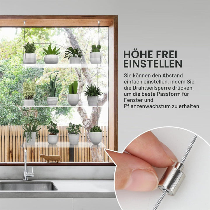 Hängendes transparentes Pflanzenregal für Fenster, 3-stöckiges Acryl-Fensterwand-Pflanzenständer für