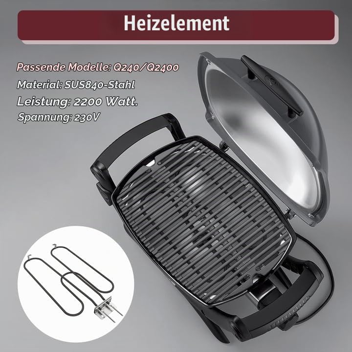 Heizelement 66816 für Weber Elektrogrill,Grillheizelemente Ersatzteil Kompatibel mit Q240,Q2400 Gril