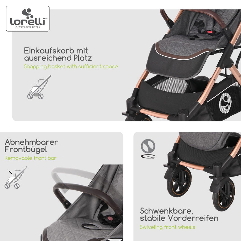 Lorelli Kinderwagen Storm, Sport Buggy klein zusammenklappbar, nur 9,3kg, kompakter Sportsitz bis 22