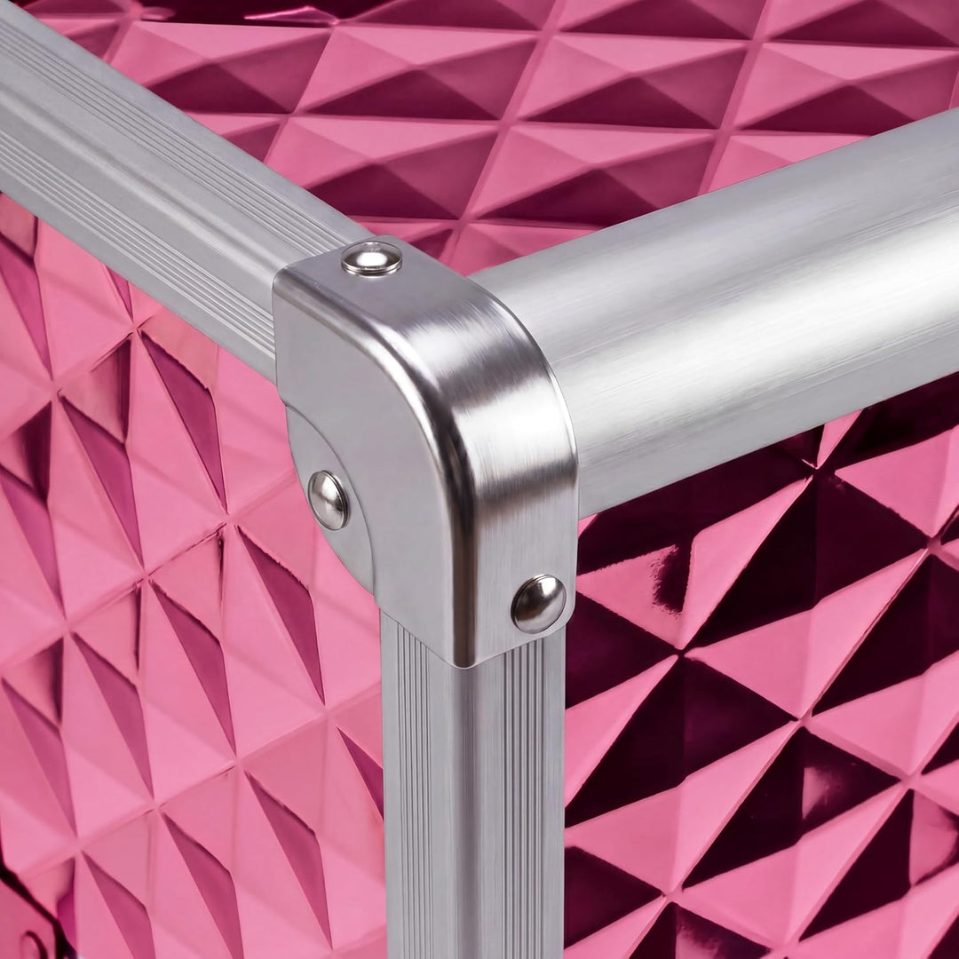 N&BF Kosmetikkoffer Gross Rosé Diamond | Abschliessbarer Schminkkoffer & Beautycase aus Aluminium |