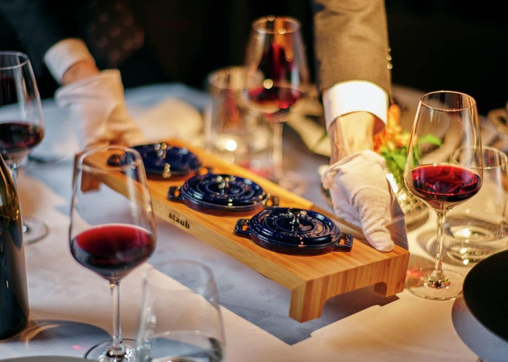 Staub 40510-299-0 Servierbrett für 3 Mini-Cocottes 42 x 16 cm Servierbrett, Gusseisen, Braun, 42 x 1