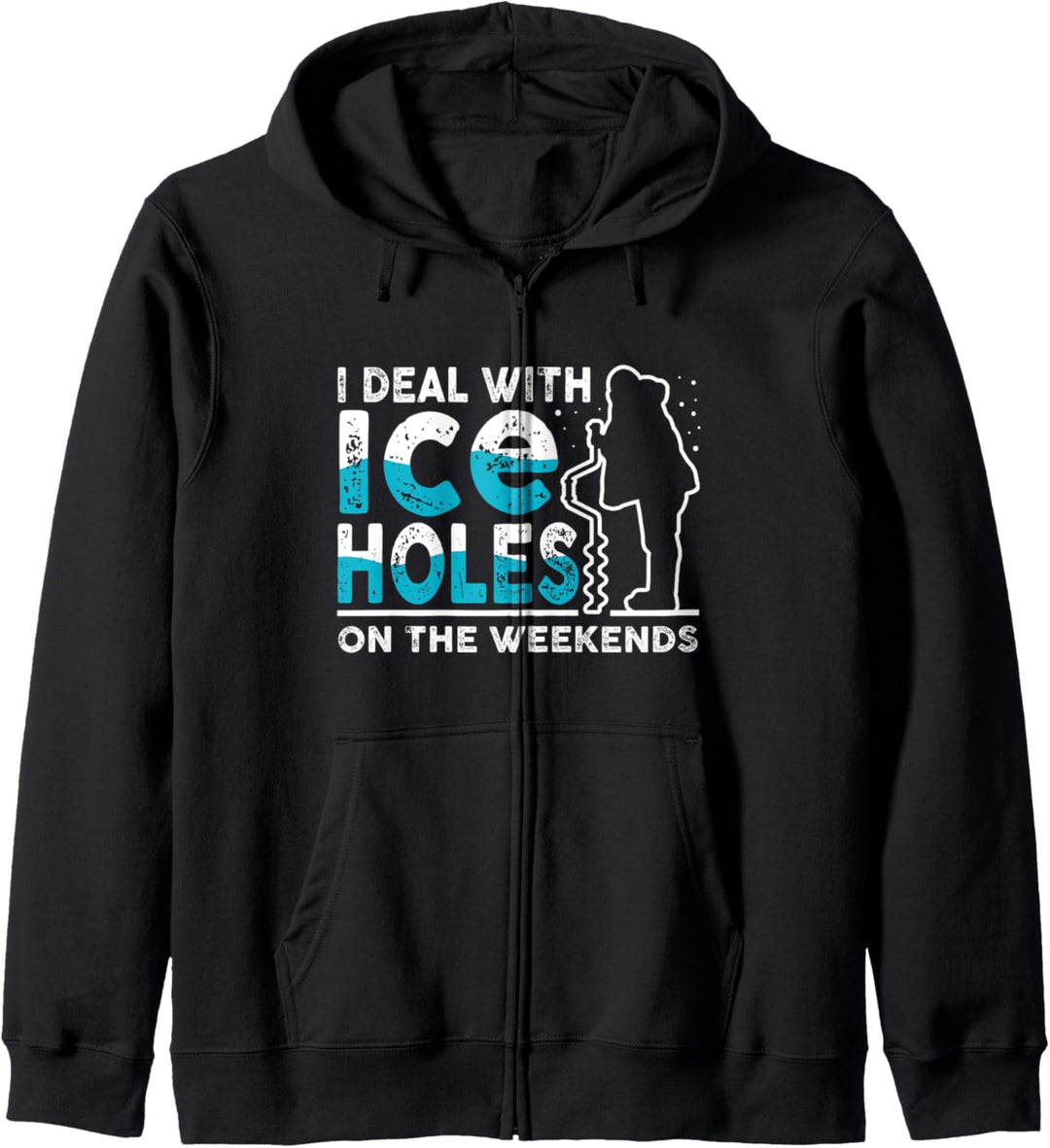 Funny I Deal with Ice Holes Fishing Dad Grandpa Kapuzenjacke