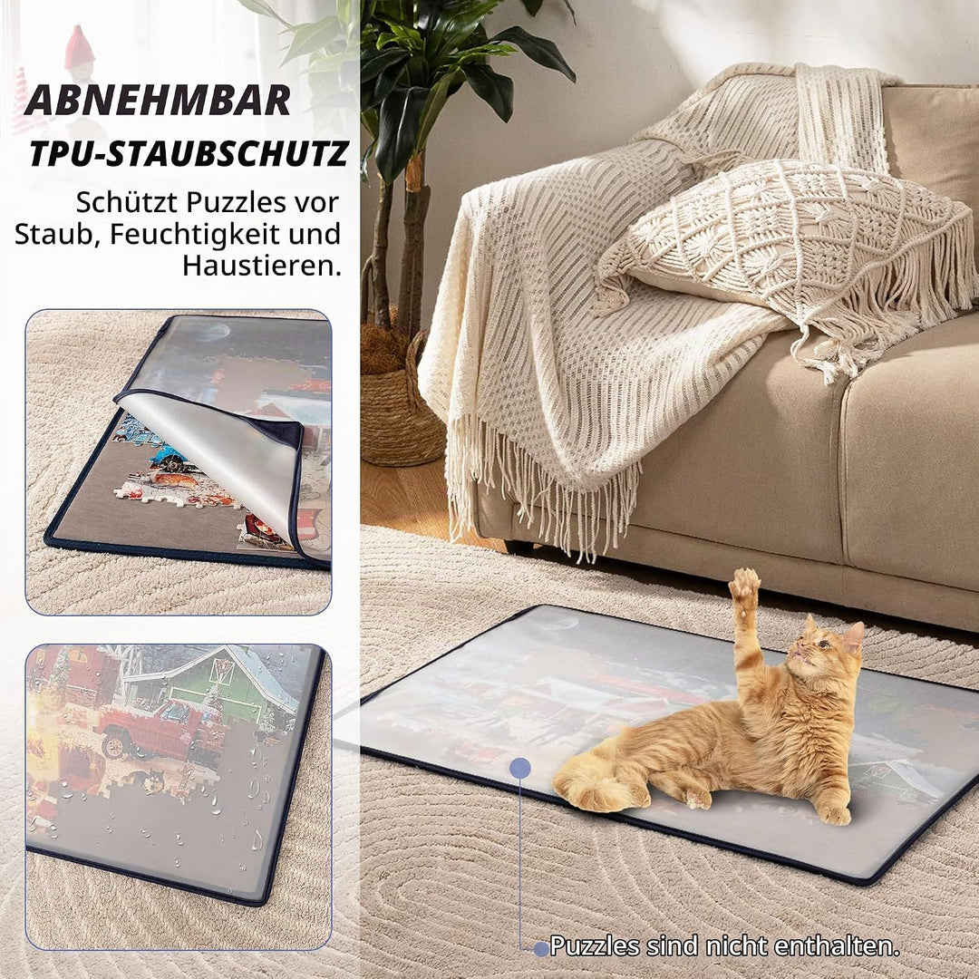 Tektalk Puzzle Board mit 6 Sortierschalen, tragbare Puzzlematte mit transparenter wasserdichter &amp; st
